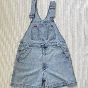 Vintage Ikeda Light Blue Washed Denim Bib Short Overalls | Size L